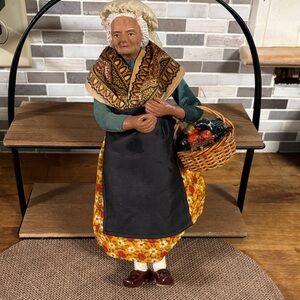 Vintage Figurine with Basket and Floral Apron